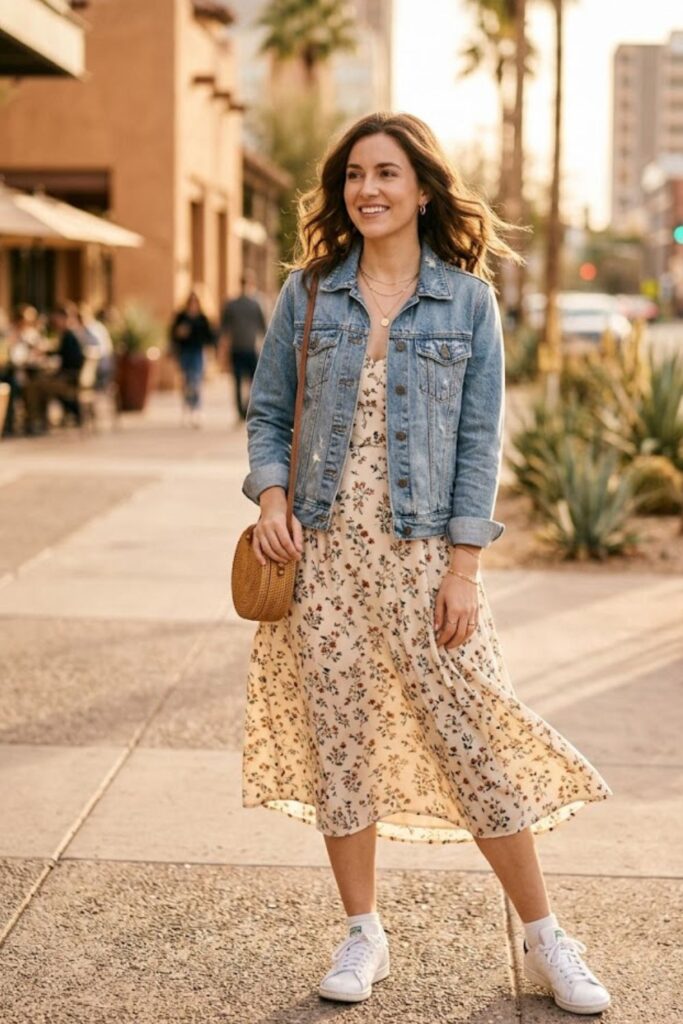 Denim Jacket with Midi Dress