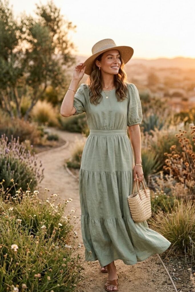 Flowy Maxi Dress with Sandals