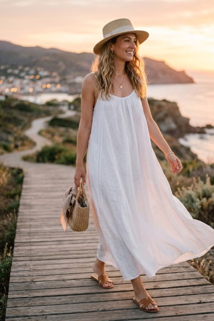Flowy Maxi Dress with Sandals
