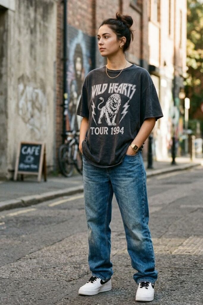 Graphic Tee with Relaxed Jeans