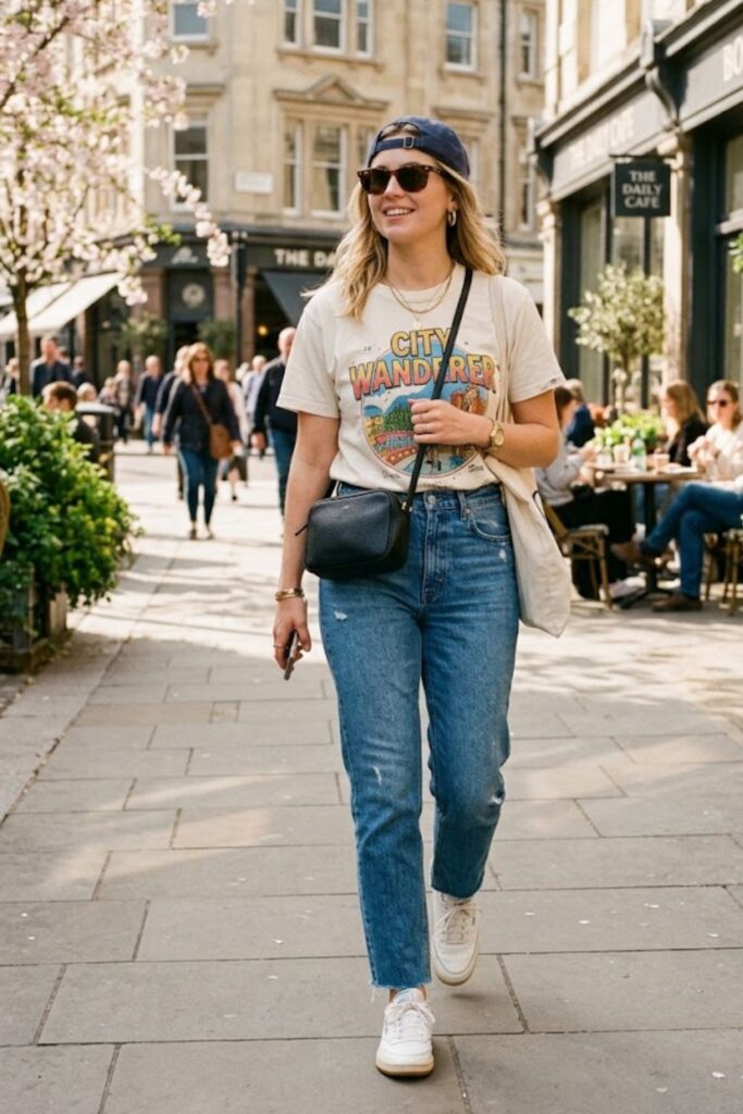 Graphic Tee with Straight-Leg Jeans