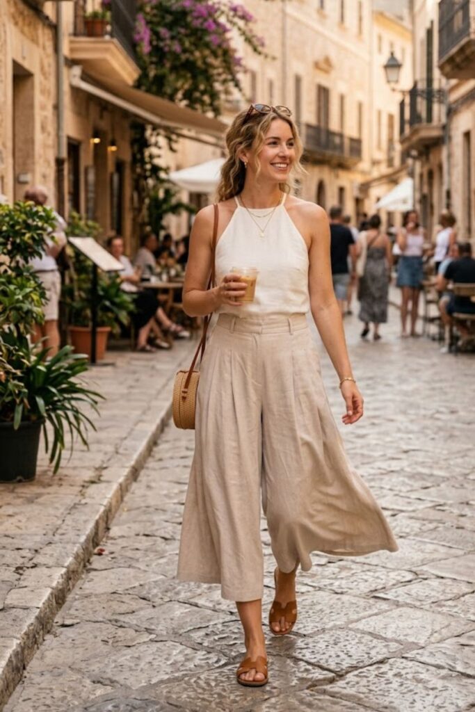 Halter Top with Pleated Culottes