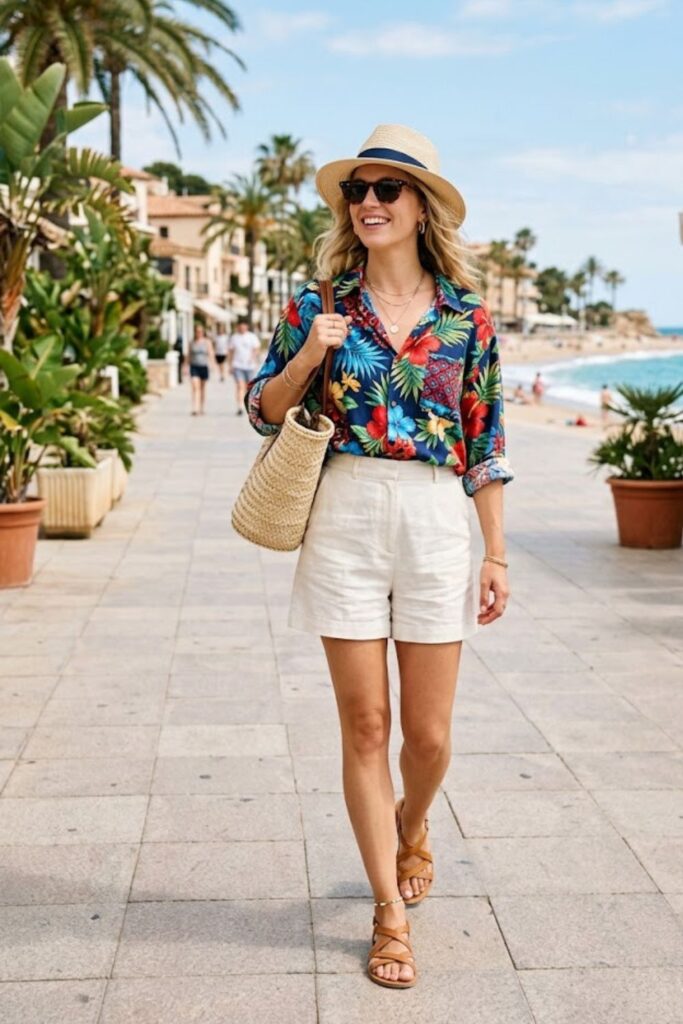  Hawaiian Shirt with Neutral Bottoms