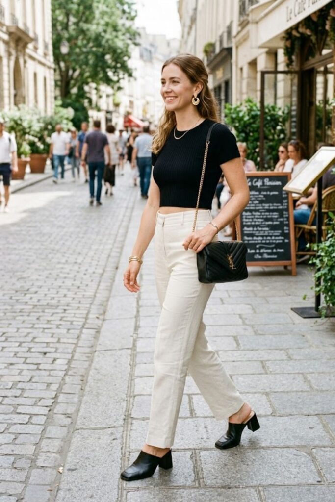 High-Waist Pants with Crop Top