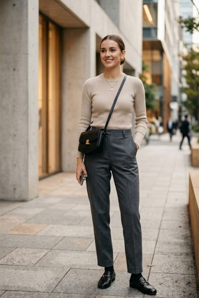 Knit Top with Tailored Pants