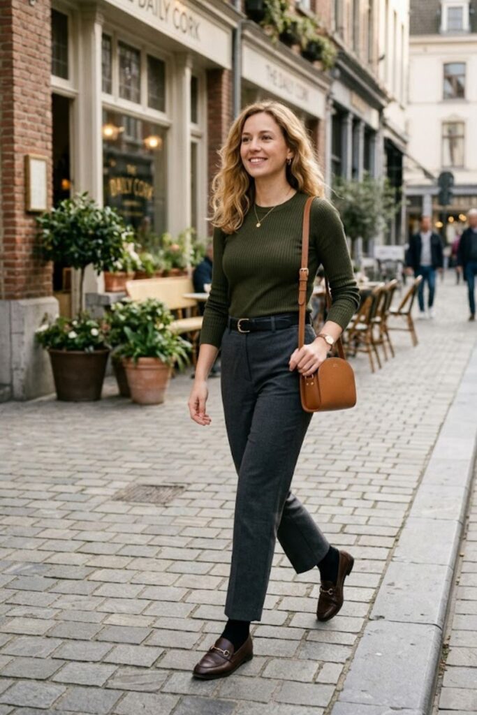 Knit Top with Tailored Pants