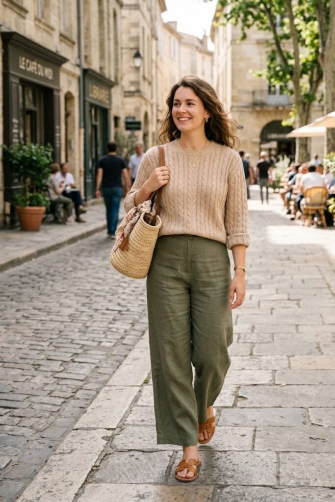 Knit Top with Wide Pants