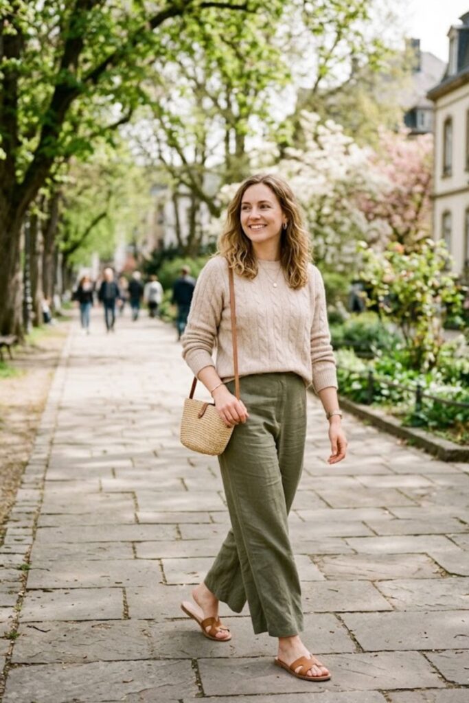 Knit Top with Wide Pants