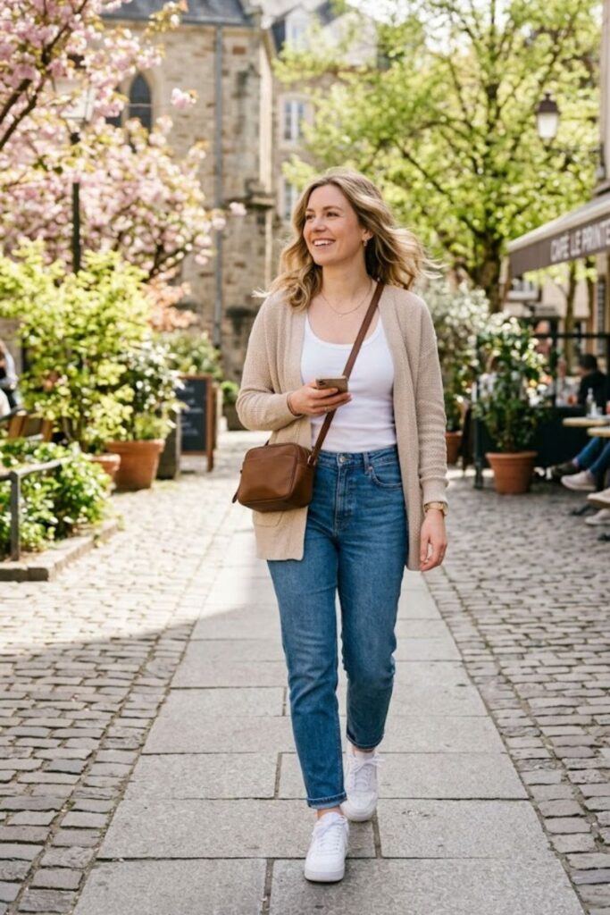 Light Cardigan with Tank and Jeans