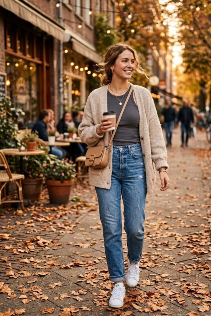 Lightweight Cardigan with Tank and Jeans