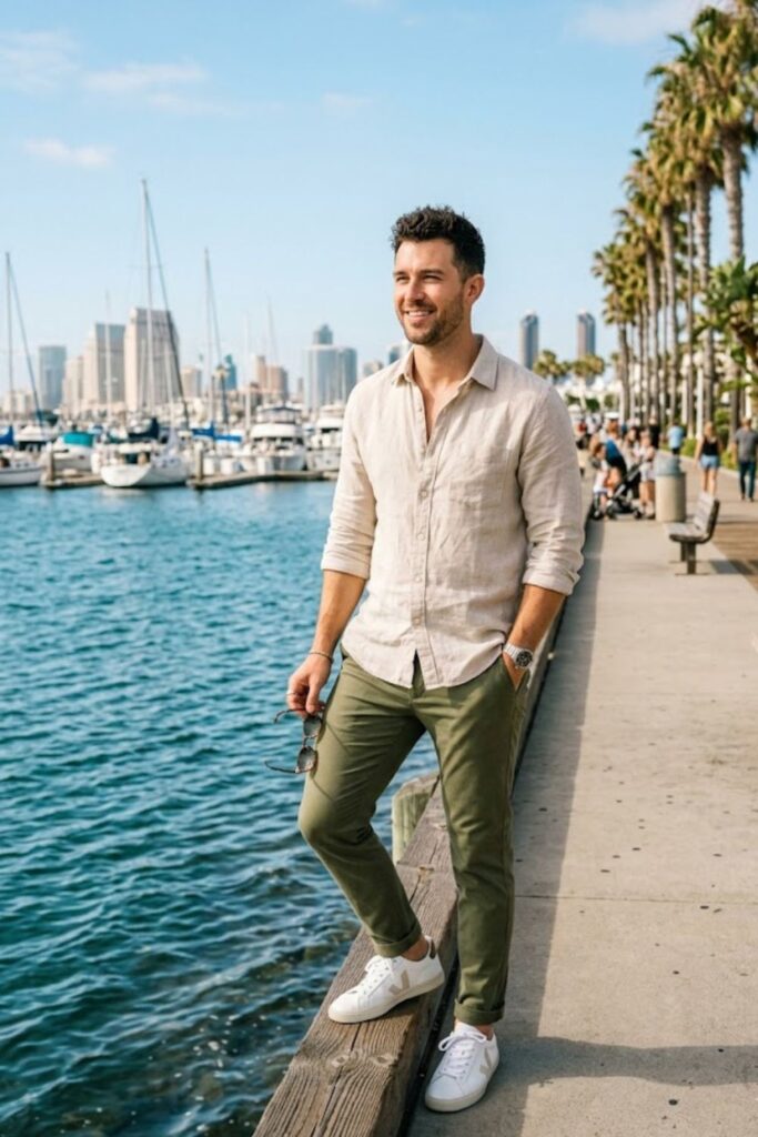 Linen Shirt with Slim Chinos