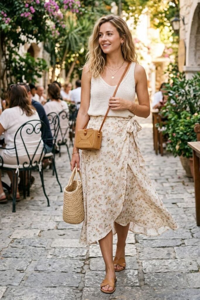 Loose Knit Tank with Wrap Skirt