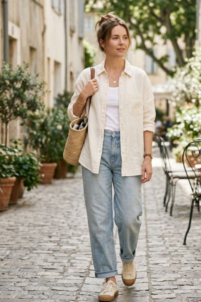 Loose Shirt with Tank and Jeans