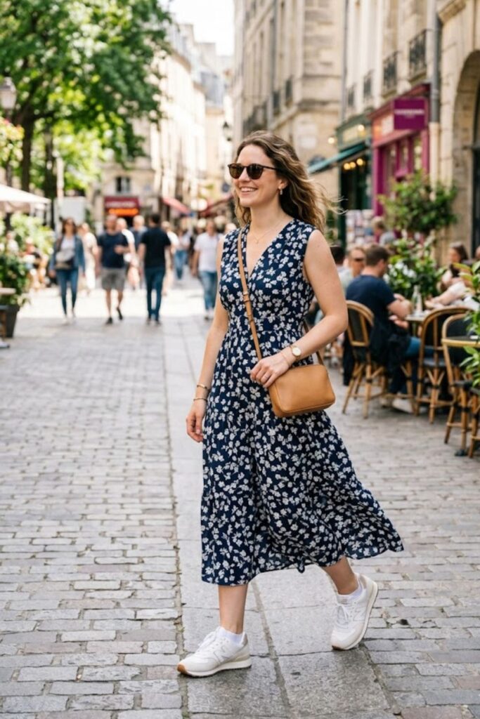 Midi Dress with Sneakers
