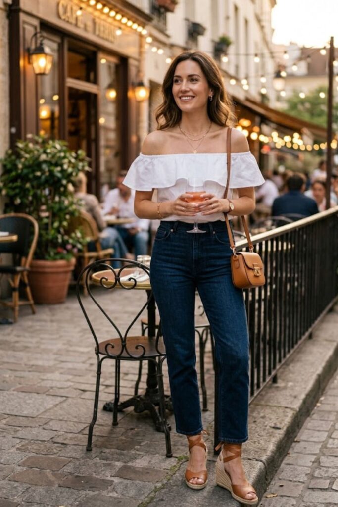 Off-Shoulder Top with Jeans