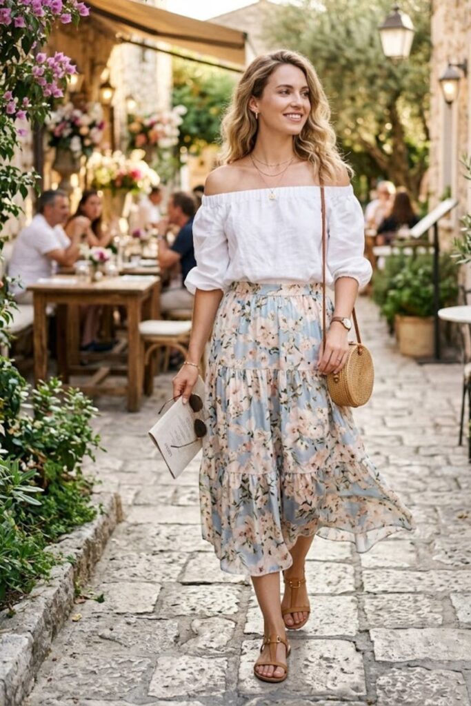 Off-Shoulder Top with Skirt