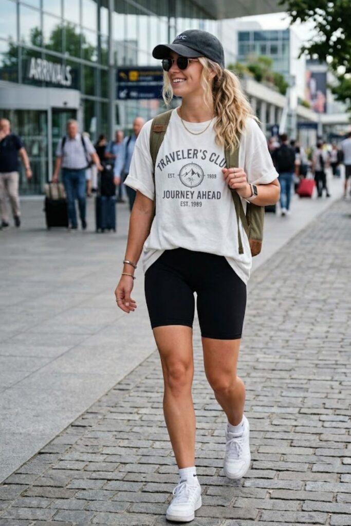 Oversized Graphic Shirt with Cycling Shorts