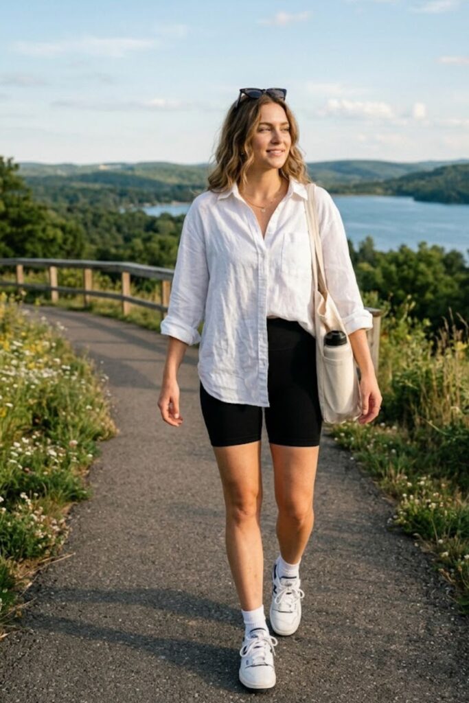 Oversized Shirt with Bike Shorts