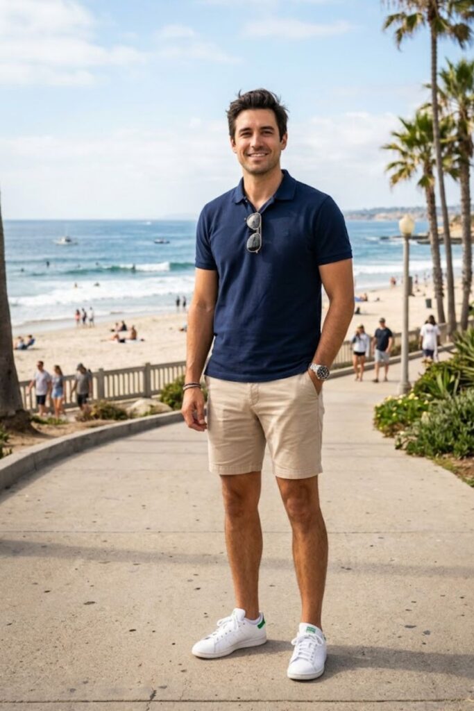 Polo Shirt with Casual Shorts