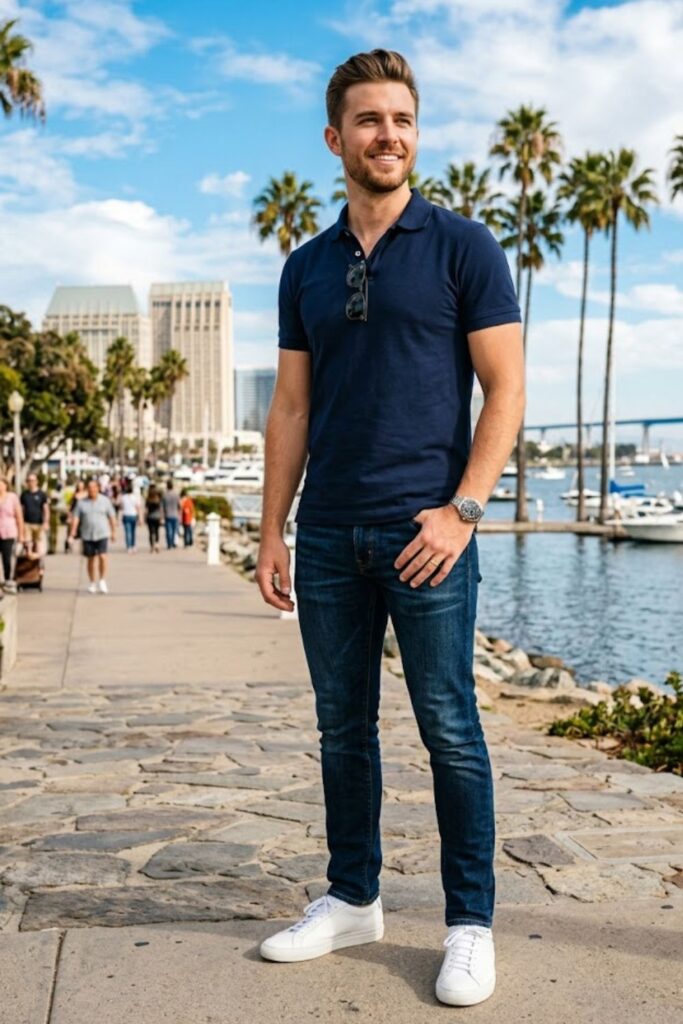 Polo Shirt with Slim Jeans