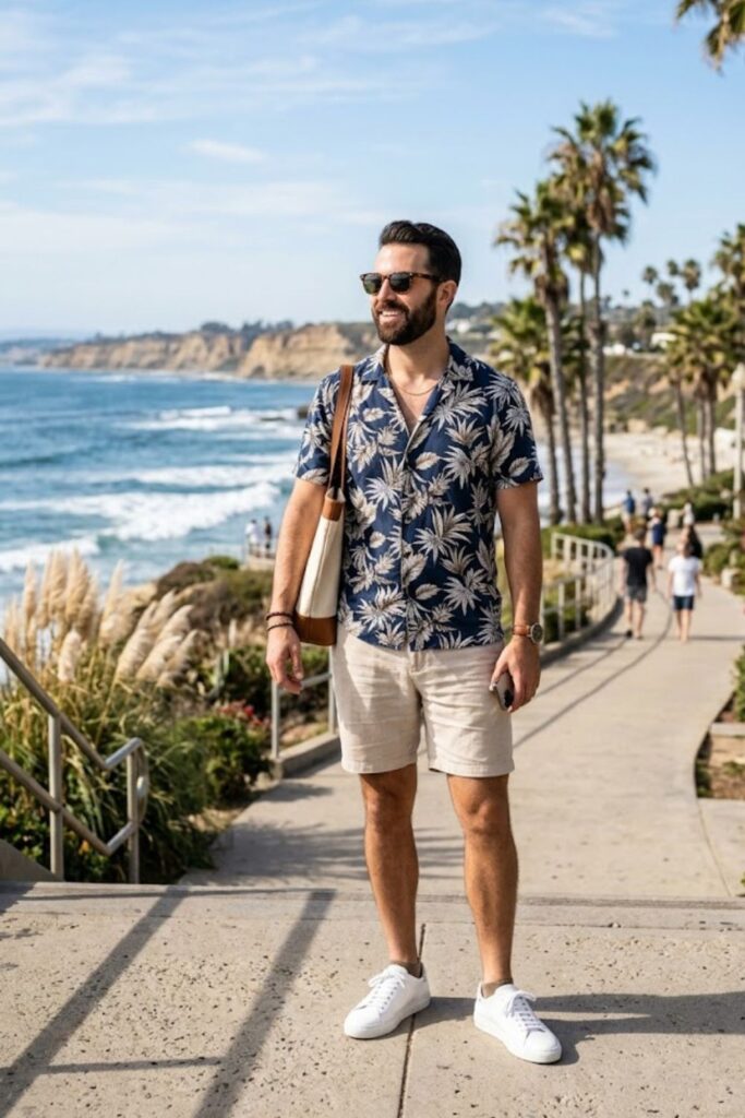 Short-Sleeve Button-Up with Shorts