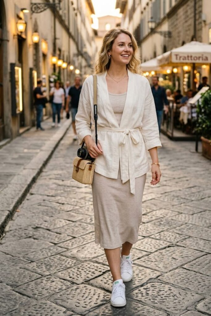 Soft Wrap Cardigan with Tank Dress