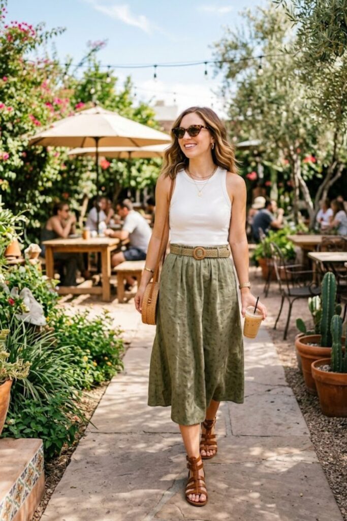 Tank Top with High-Waist Skirt