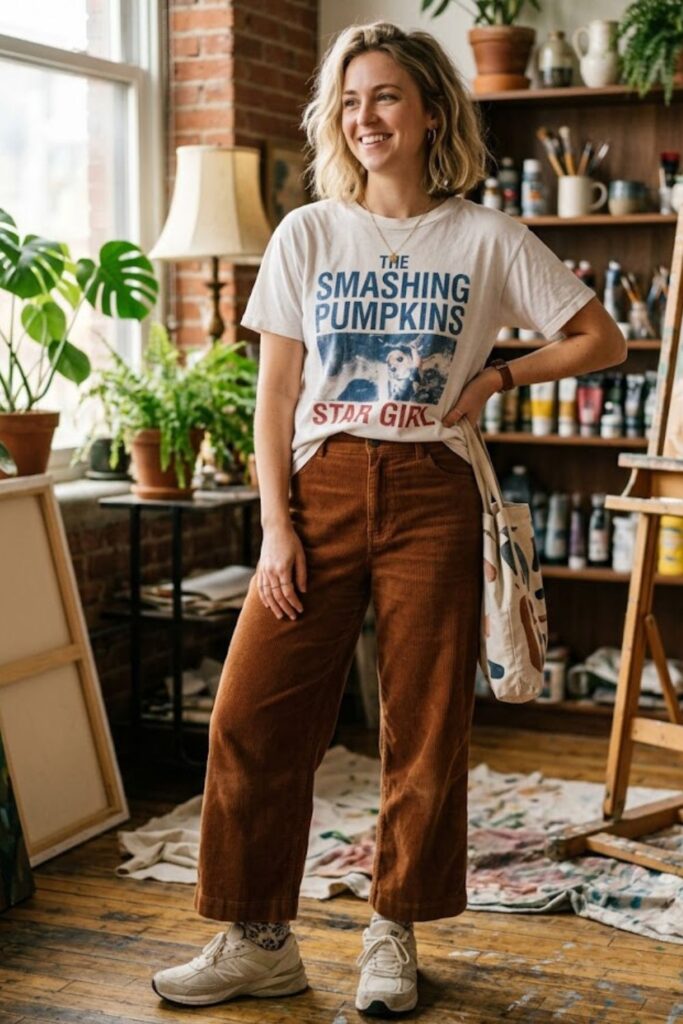 Vintage Tee with Corduroy Pants